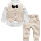ECELEN Costume pour bébé garçon ensemble chemise Beige