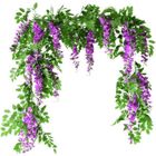 NAISIDIER Fleurs artificielles vigne artificielle Hanging Garland avec des fleurs suspendues décorations murales blanc 1.8m Violet