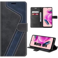 Coque pour Xiaomi Redmi Note 12S, Noir, Etui folio en Cuir PU avec Porte-cartes et Support, Motif Epissé (pas pour Note 12)