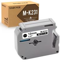 Ruban d'étiquette compatible MK231 M-K231 STAROVER pour Brother - Noir sur Blanc - 12mm - Lot de 1