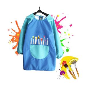 BETESSIN Tablier Peinture Enfant Manches Longues Imperméable 120-140cm - Poche Pratique