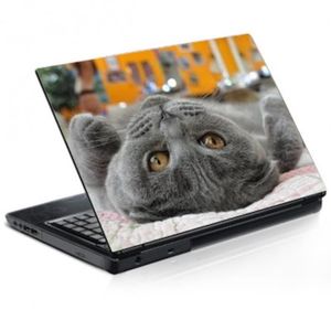 Stickers Autocollants Ordinateur Portable PC Déco Chat Lunettes réf 108 PC 15.6 H25xL36 cm 