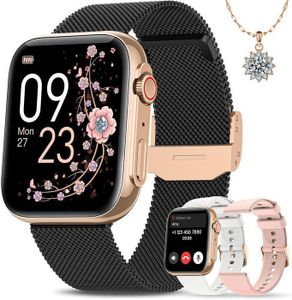 MONTRE CONNECTÉE BANLVS Montre Connectée Femme avec Appel Bluetooth, 3 Bracelets, 1.85” HD, Fonction Féminine, 120+ Sports, Sommeil, SpO2, IP68