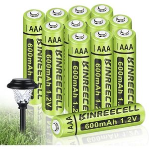 PILES Lot De 12 Piles Solaires Rechargeables Aaa Ni-Mh T