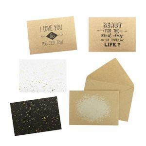 ENVELOPPE Carte illustrée kraft noir et blanc et doré avec enveloppe 4 pièces - MegaCrea DIY Marron