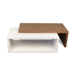 Table Basse Blanc Et Noyer Achat Vente Pas Cher