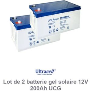 BATTERIE VÉHICULE Lot de 2 batterie gel solaire 12V 200Ah UCG Ultrac