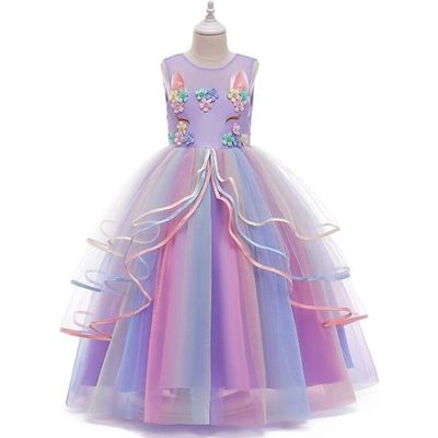 Licorne Robe Princesse Fille de Anniversaire Cérémonie Sans Manches Robe  Longue Soirée en Tulle Violet - Cdiscount Prêt-à-Porter