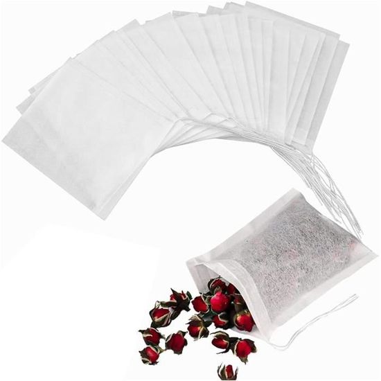200 Sachets à Thé Vides Avec Cordon - Tissu Non Tissé, Résistants Aux Hautes Températures (7x9 Cm)