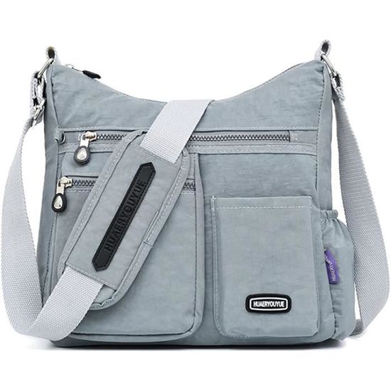 Kewin Sac Bandoulière Femme Grande Capacité Multi Poches Imperméable Nylon Sac à Main Léger