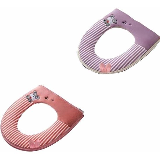 Housse Siège WC Polaire Corail - Lavable, Douce Et Chaude - Rose Pour Salle De Bain