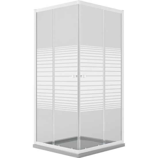Cabine De Douche Angulaire Idralite Alabama – 90x90 Cm, H185, Verre Opaque, Coulissante