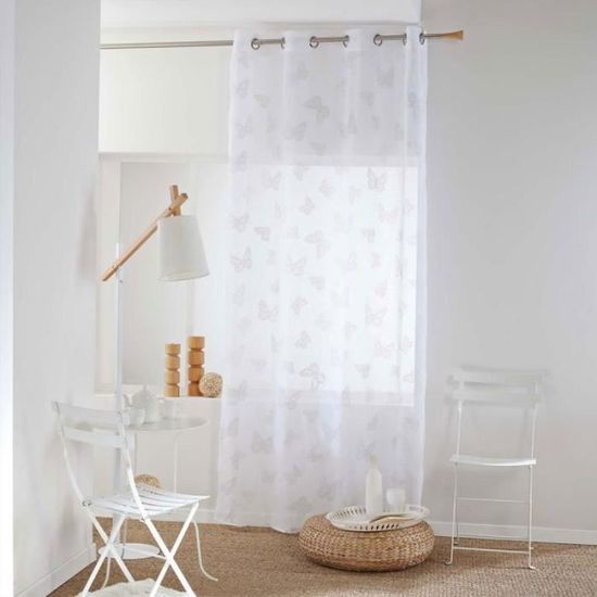 Rideau Voilage Sablé Paris Prix 300x240 Cm Blanc - À œillets (16 œillets Argentés), 100% Polyester