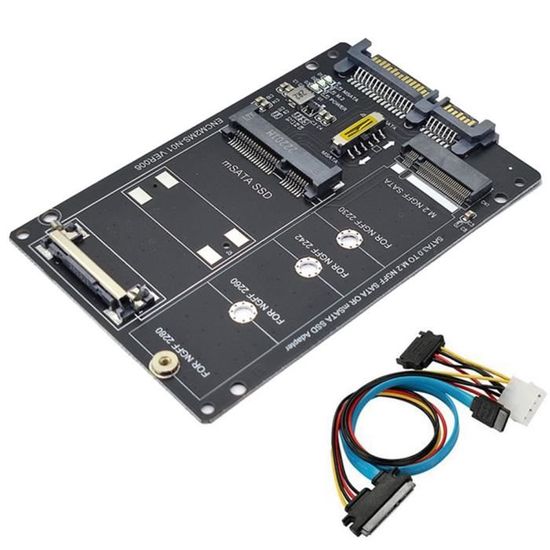 Adaptateur MSATA Vers SATA 2 - Inclut Clip De Fixation Pour SSD - Marque KALEA-INFORMATIQUE