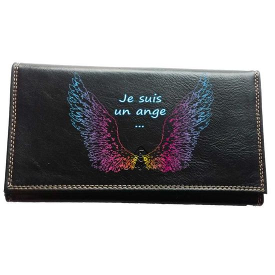 Porte-Chéquier Portefeuille Femme En Simili Cuir Noir - Multifonction Avec Poche Zippée