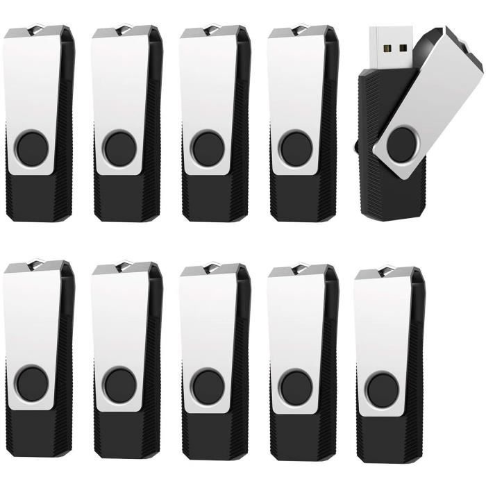 1 Go Cle Usb Lot De 10 Clés Usb 2.0 Mémoire Stick Pivotante Clé Usb 1Go