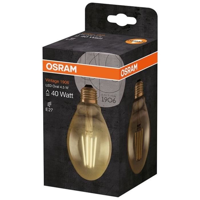 OSRAM Ampoule LED oval édition 1906 claire filament or 4,5W=40 E27 - Blanc chaud