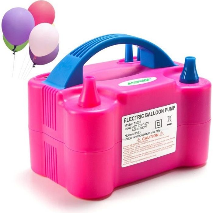 AGPTEK Pompe électrique pour Ballons de baudruche 110V 600W, Gonfleur Portable Double Embout pour décorer Vos fêtes, Rouge r 1411