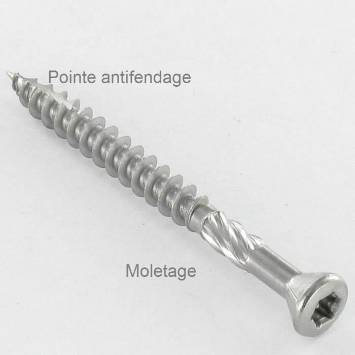 VIS DECK TETE FRAISEE BOMBEE TFB TORX T25 5X60 INOX C2 P - conditionnement:Unitaire