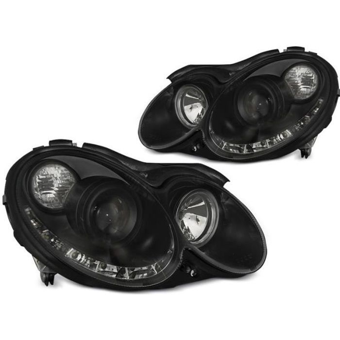 Paire de feux phares Mercedes CLK W209 03-10 Daylight led noir (EA6)
