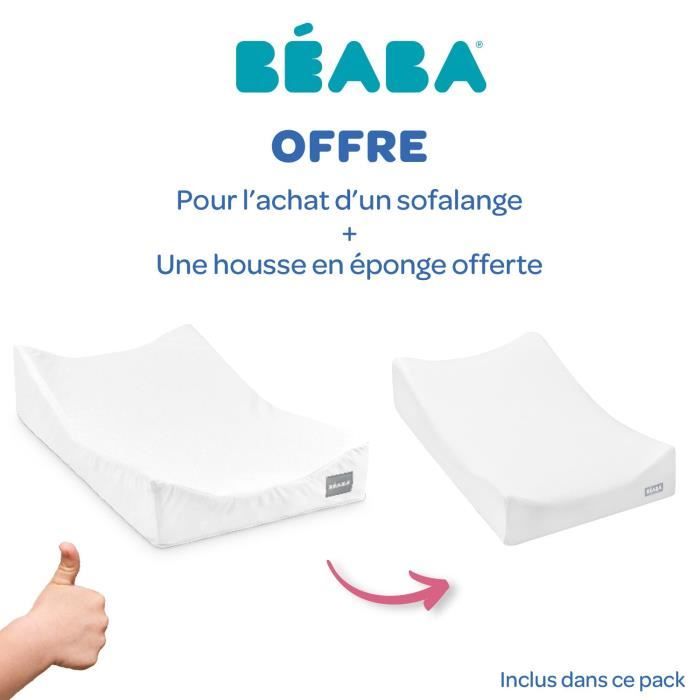 BEABA, Matelas à langer Sofalange + Drap housse éponge non imperméable, blanc