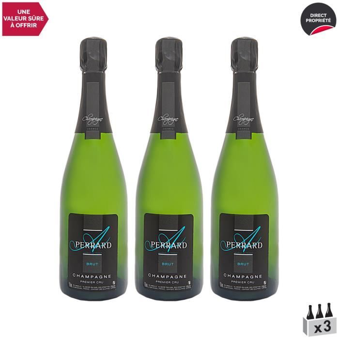 Champagne premier cru Brut Tradition Blanc - Lot de 3x75cl - Champagne Perrard Arnaud - Cépages Pinot Noir, Chardonnay, Pinot Meunie