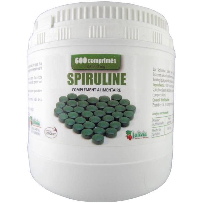 Spiruline bio Ecocert 600 comprimés 500 mg