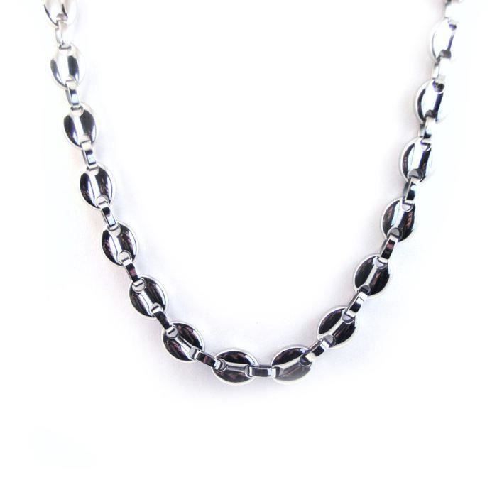 Collier Homme -Grain de café - Acier
