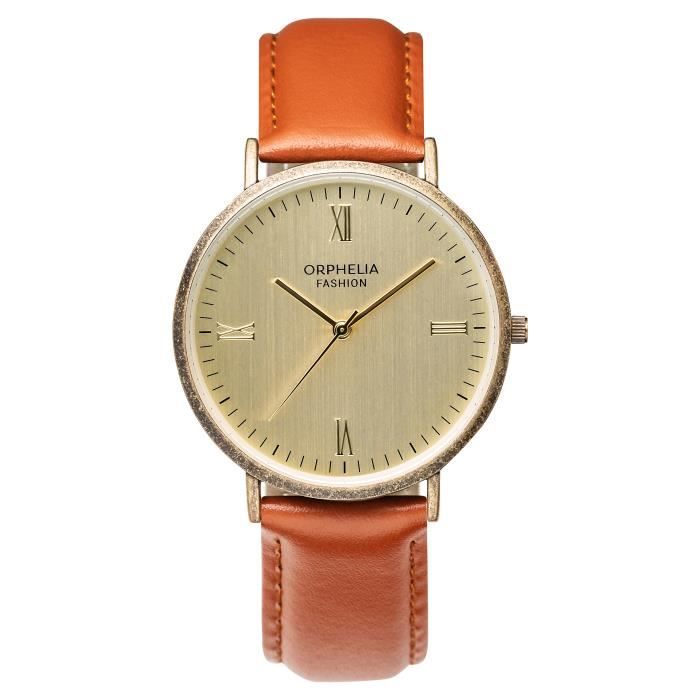 Orphelia Fashion - Montre Hommes - Quartz - Analogique - Bracelet en Cuir - Marron - OF761803