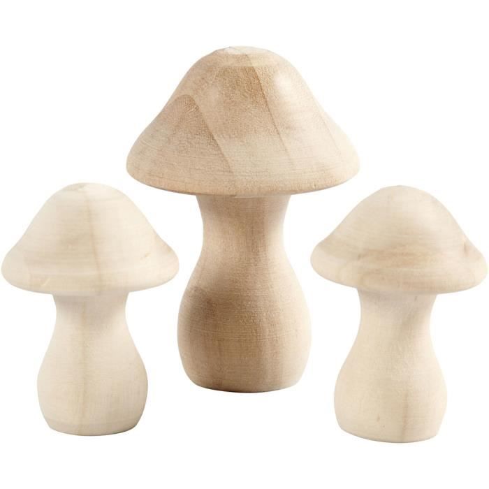 Paquet de petit et gros champignons vénéneux faits en bois tourné. réf 56519