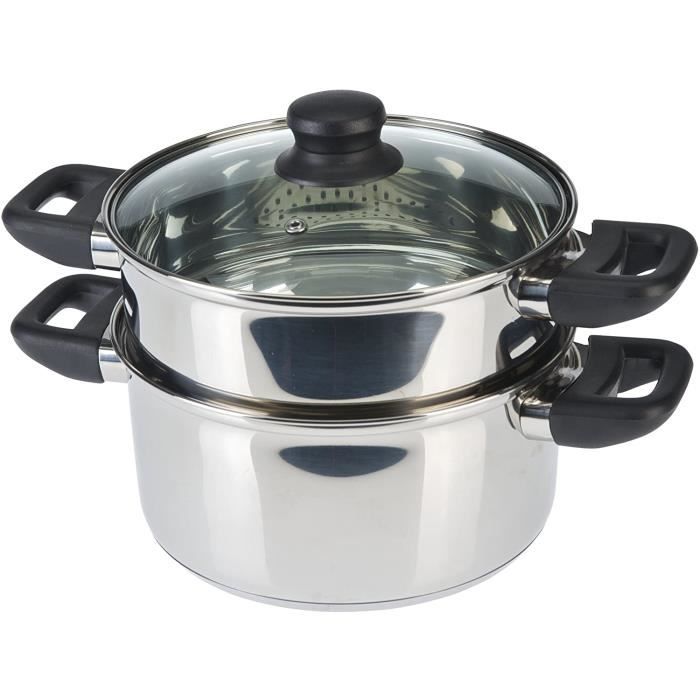 Axentia 220690 Cuiseur Vapeur à 2 Niveaux Métal Argent 20 cm