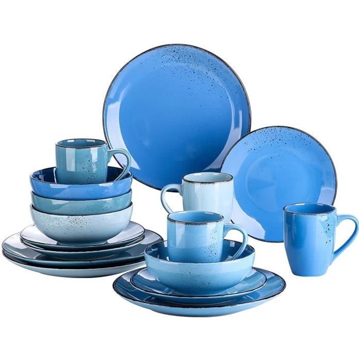 vancasso, Série Navia, Service de Table en Céramique, 16 Pièces, Assiette Faïence Style Moderne