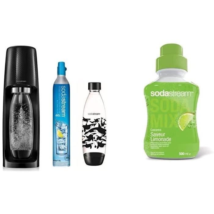 Sodastream SPIRITNATURE Machine à Eau Petillante, Plastique, Noire & Concentré Saveur Limonade 500ml