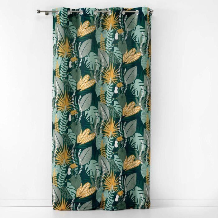 RIDEAU A OEILLETS 140 x 260 CM POLYESTER IMPRIME BRAZILIA VERT