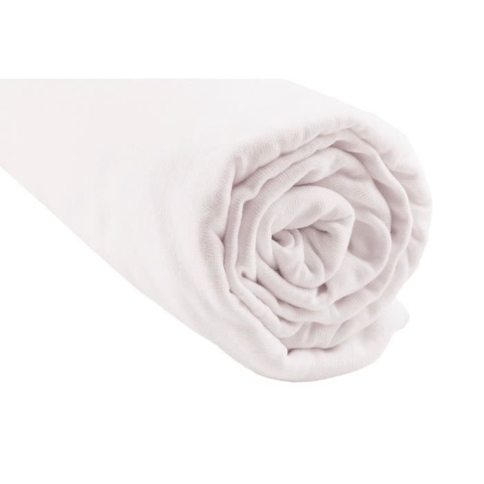 Drap housse coton bio pour lit 90x190/200 cm blanc