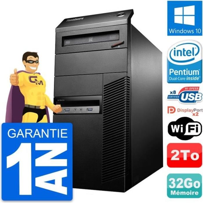 PC Tour Lenovo ThinkCentre M93p Intel G3220 RAM 32Go Disque 2To Windows 10 Wifi
