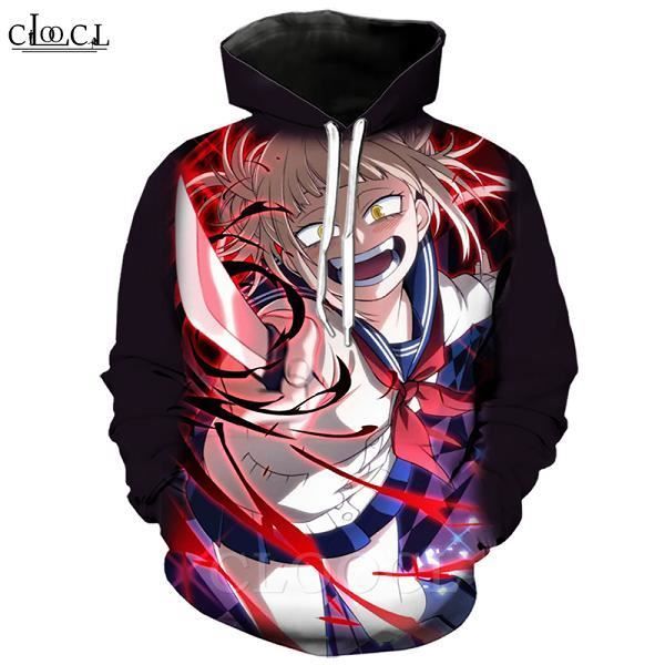 Sweatshirt Homme COSPLAY,Sweat à capuche Anime fille Toga Himiko My Hero Academia, impression 3D, à manches longues, pulls à capuc