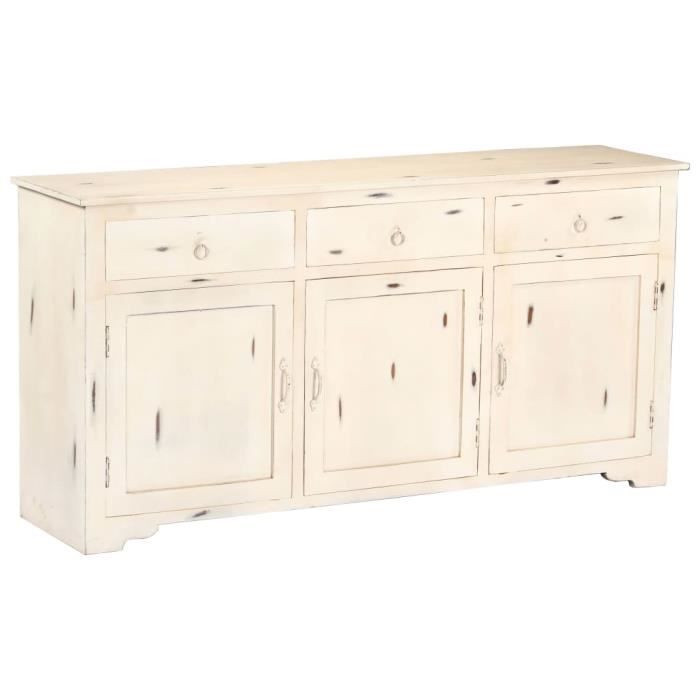6515Magnifique Economique Haute qualité Buffet Blanc 160 x 40 x 80 cm Bois de manguier massif