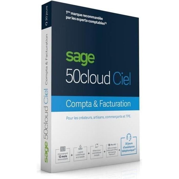 Sage 50 Cloud Ciel Compta + Facturation Abonnement 12 mois (1 an d'assistance)