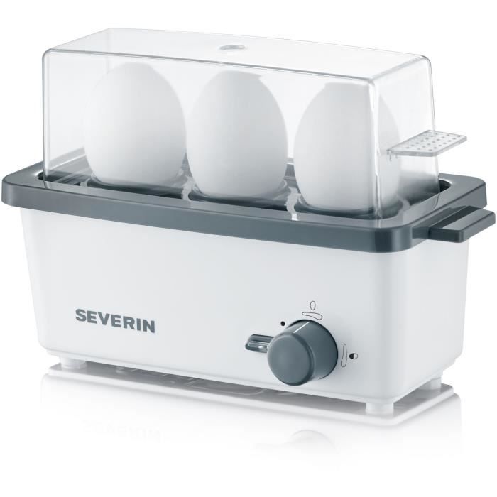 SEVERIN EK3161 Cuit-œufs, 3 temps de cuisson (à la coque, mollet ou dur) réglables selon le nombre et la taille, 1 à 3 œufs, blanc