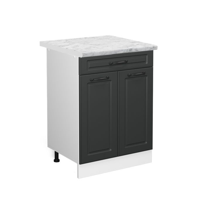 Meuble cuisine R-Line 60cm avec tiroir PT Marbre Anthracite campagne/Blanc Vicco 46285