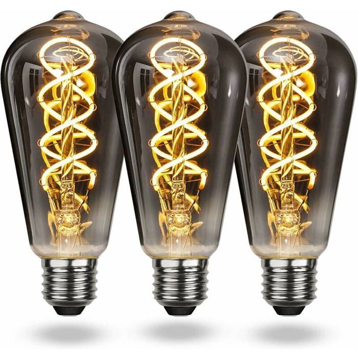 Ampoule LED E27 Vintage Blanc Chaud Ampoule Vintage E27 Dimmable Spiral Filament 4W Lumière Douce Ampoule E27 Vintage Edison