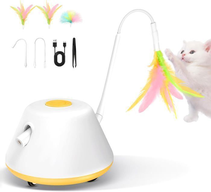 3 en 1 Jouet interactif électronique pour Chats d'intérieur - Jouet Automatique à LED avec 3 Plumes - Jouet d'exercice pour Chat