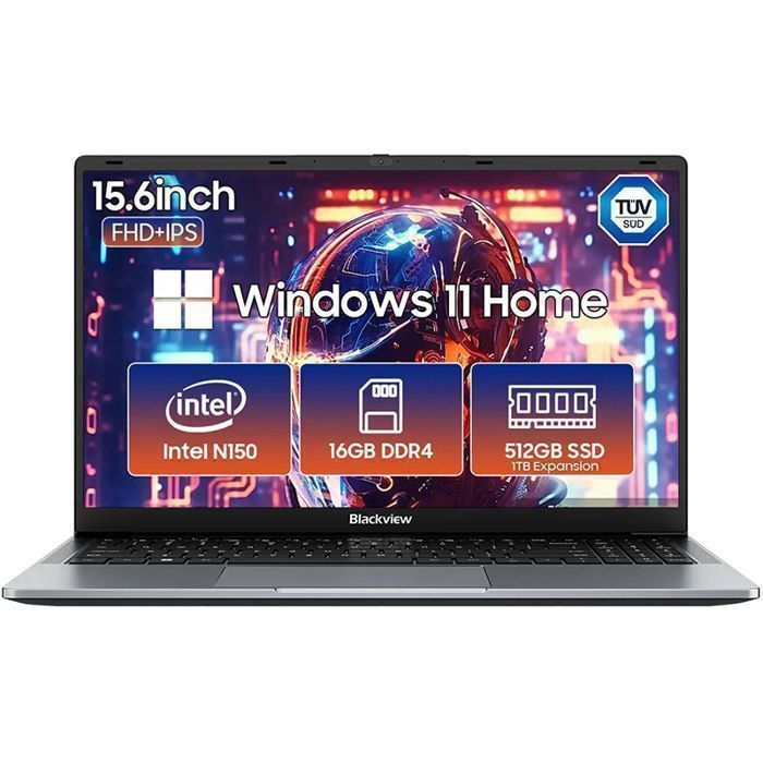 BLACKVIEW  AceBook 6 Gen Ordinateur portable Intel N150 15,6 pouces 16GB+256/512GB Notebook 16GB+512GB gris