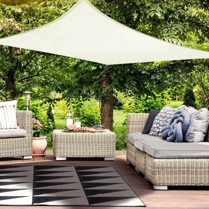 Voile dOmbre Impermable Rectangulaire Protection UV 98 pour Patio et Terrasse Hors Blanc 2x3m