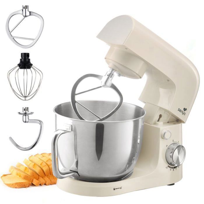 SENYA Robot P&acirc;tissier Multifonction 1500W Bol en acier inoxydable 5L et 10 Vitesses, Taste & Pastry Cr&egrave;me SYCP-M056C