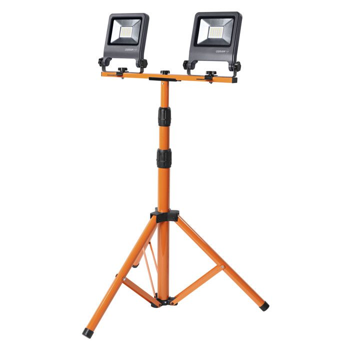 OSRAM Lampe de travail LED Trépied 2x30W 840 4000K blanc froid 5400 lm IP65 réglable en hauteur 1 8m 360°