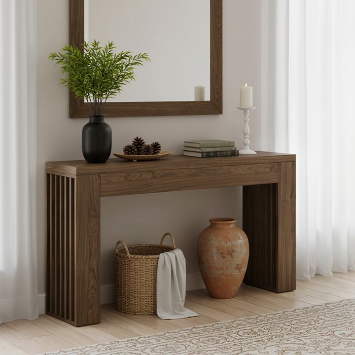 Console dentrée TOPESCT moderne 150x30x80 cm marron rustique pour entrée couloir salon