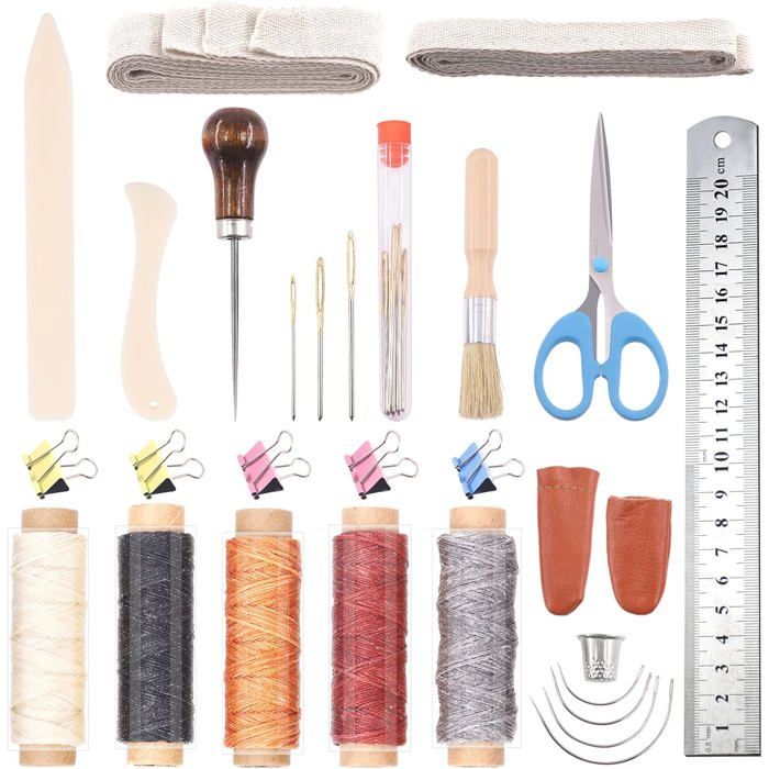 Kit Complet Reliure 23 Pièces Swpeet – Aiguilles, Fil Cire, Gommage Os, Règle Et Plus Pour Bricolage Livre