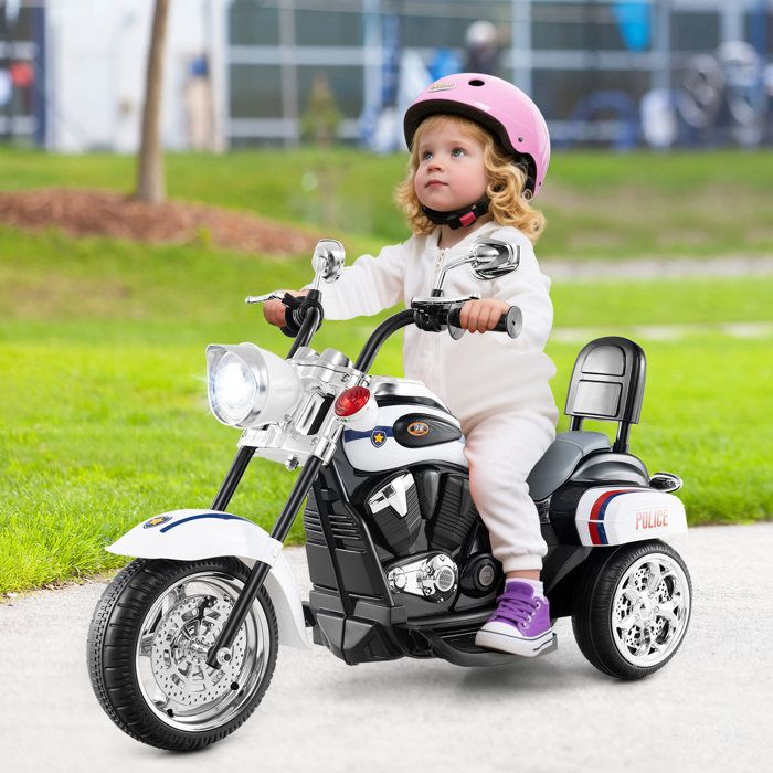 Moto Électrique 6V pour Enfants 3+ COSTWAY, Scooter avec 3 Roues Effet